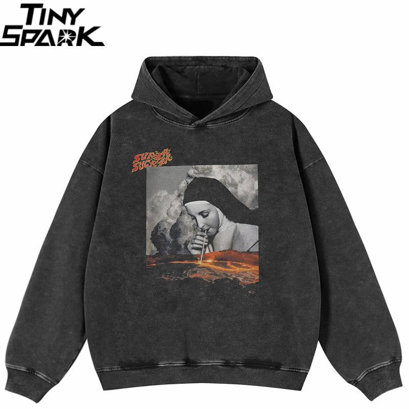 Sister Black Graphic Oversized Hoodie — front view