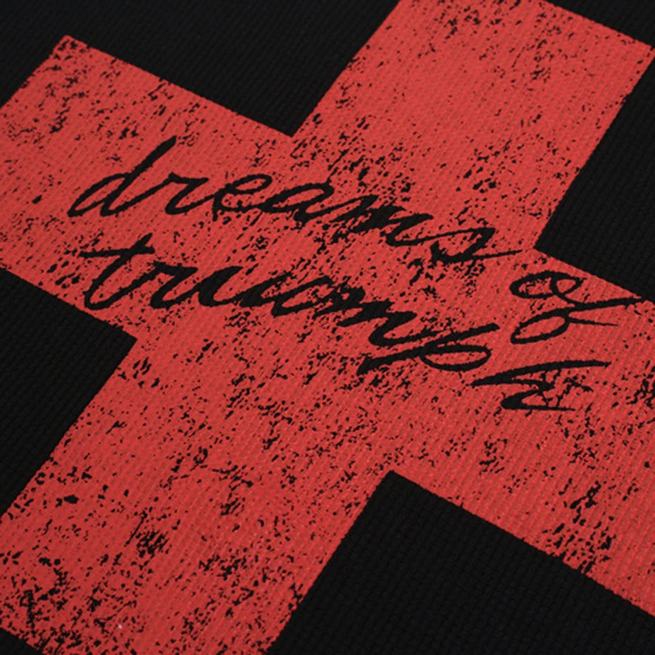 Vintage Cross Graphic Oversized T-Shirt — back view