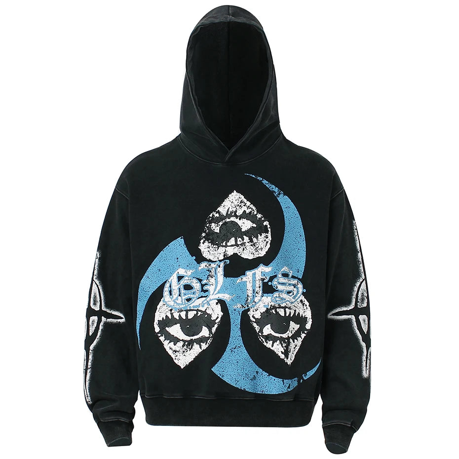 Eyes Graphic Oversized Hoodie — styling shot