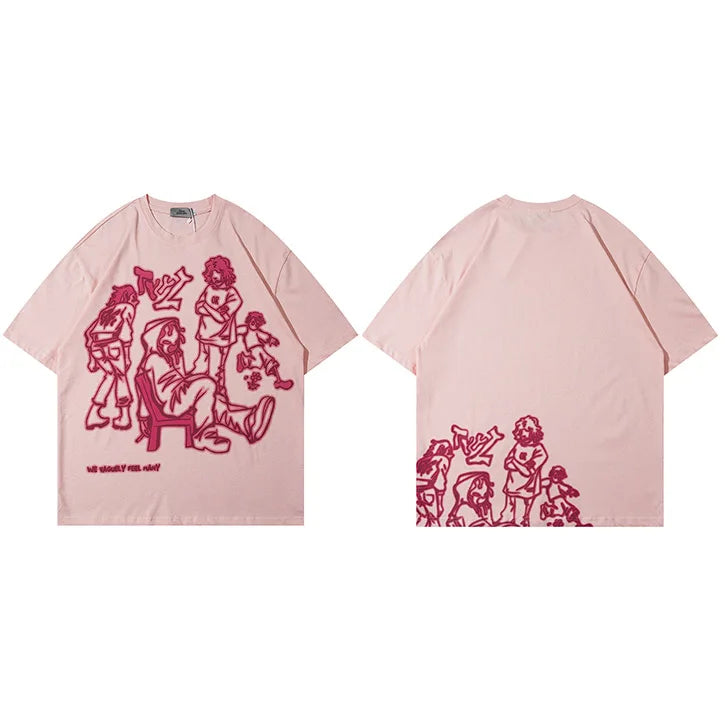 Anime Cartoon Graphic Oversized T-Shirt — close-up