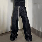 Black Baggy Cargo Pants — detail shot