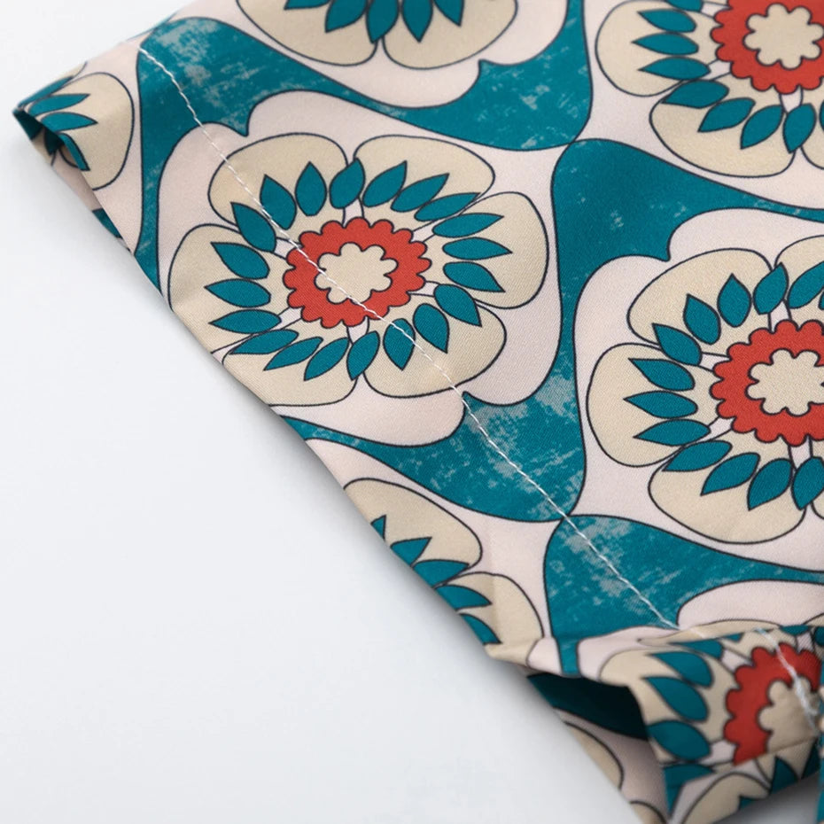 Sleeve Vintage Graphic Loose Shirt — fabric close-up
