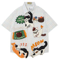Y2K Cat Patchwork Loose Shirt — styling shot