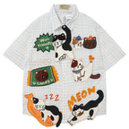 Y2K Cat Patchwork Loose Shirt — styling shot