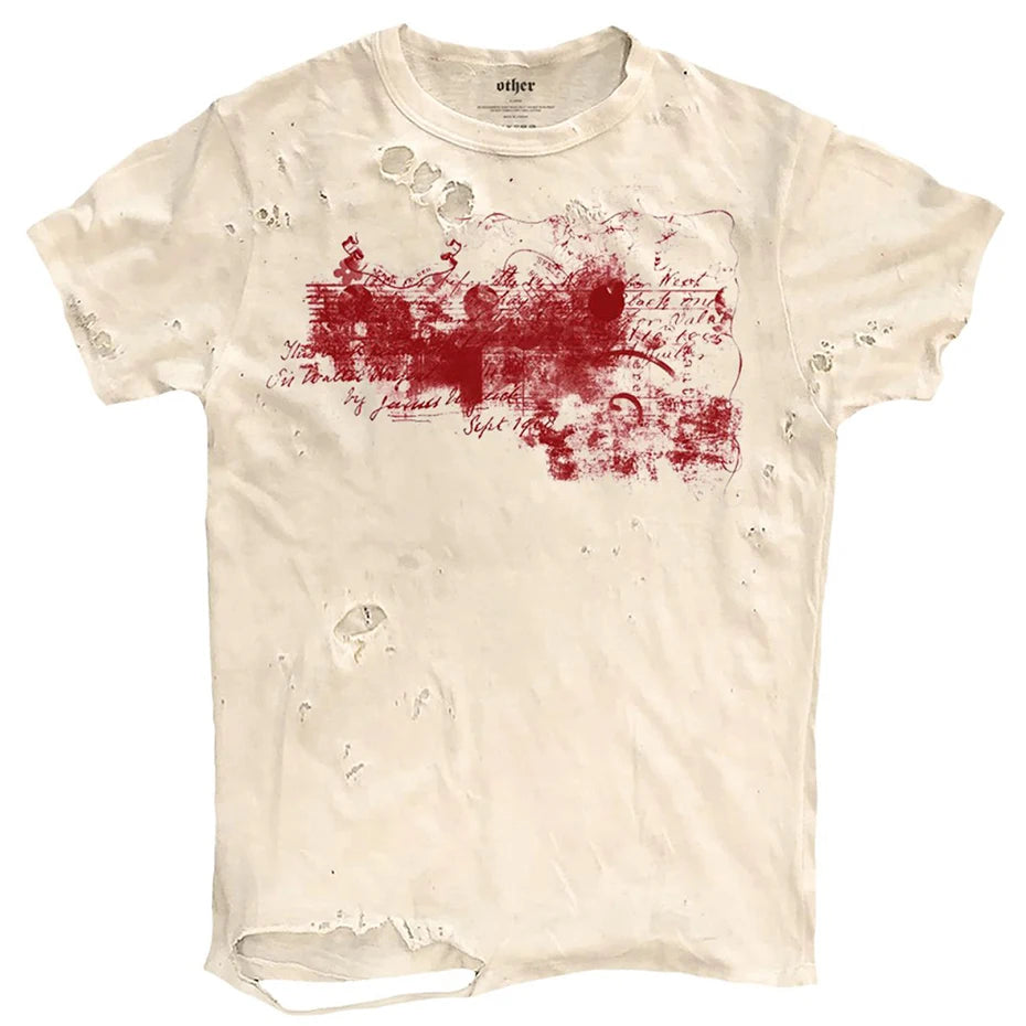 Vintage Ripped Loose T-Shirt — fabric close-up