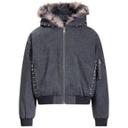 Vintage Padded Fur Oversized Puffer Jacket — side view