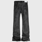 Black Red Denim Flare Jeans — front view