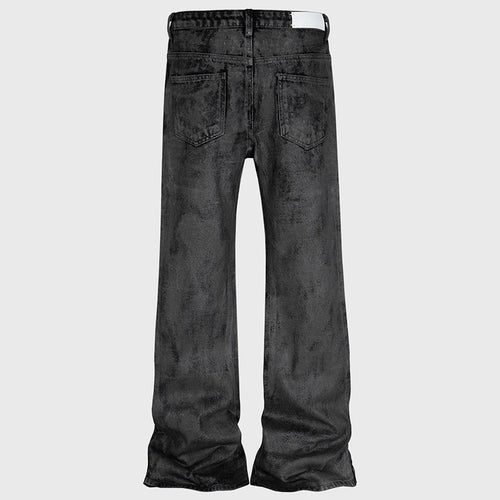 Black Red Denim Flare Jeans — front view