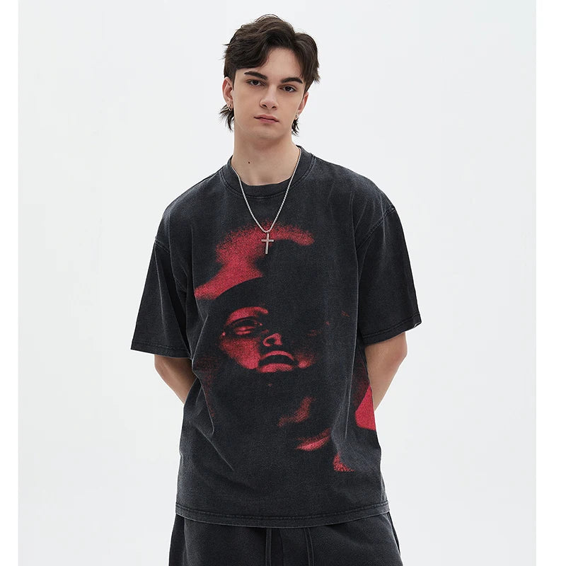 Black Face Washed T-Shirt — back view