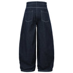 Pleated Denim Baggy Jeans — front view