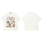 White Print T-Shirt — fabric close-up
