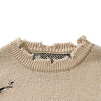 Y2K Vintage Ripped Knit Oversized Sweater — fit shot