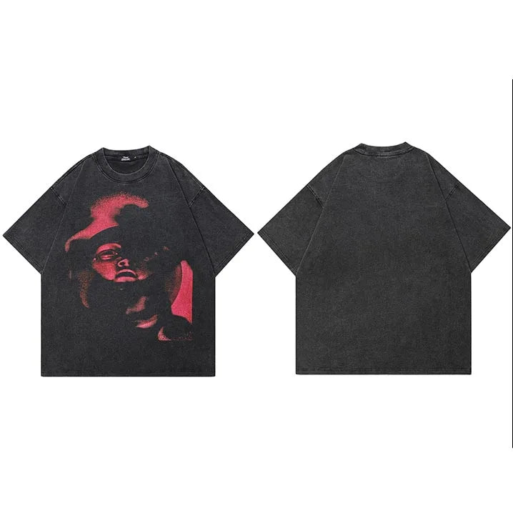 Black Face Washed T-Shirt — fabric close-up