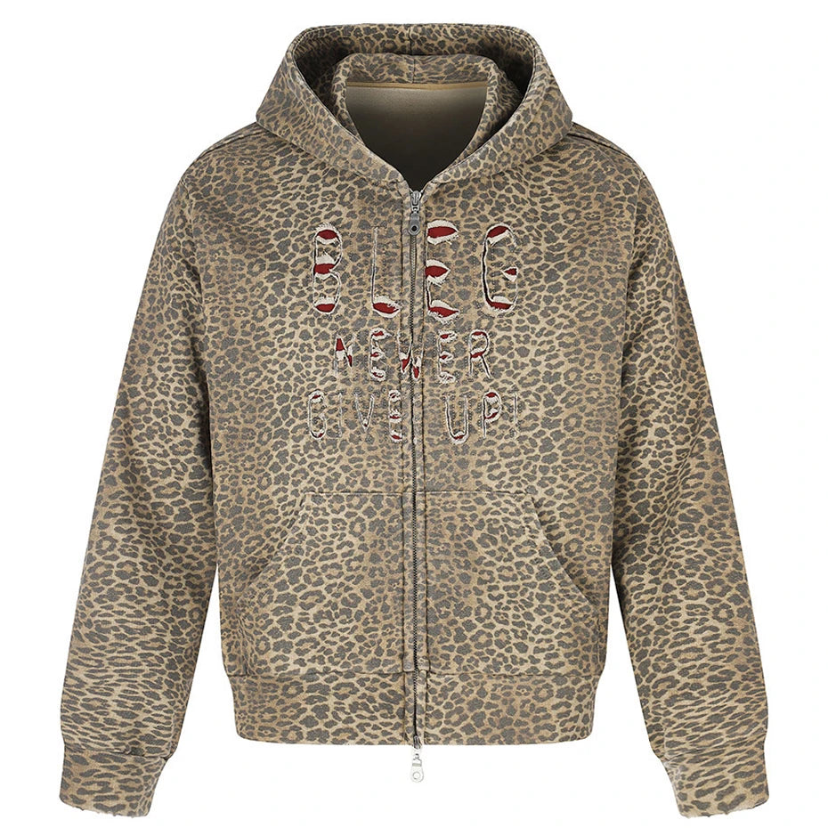 Vintage Leopard Hooded Oversized Jacket — styling shot
