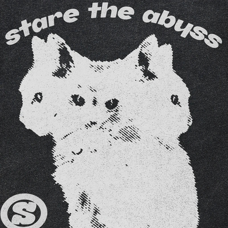 Retro Black Cat Washed T-Shirt — back view