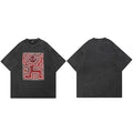 Aesthetic Retro Black Washed T-Shirt — fabric close-up