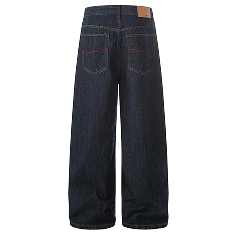 Y2K Patchwork Denim Baggy Jeans — front view