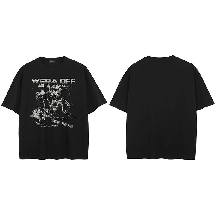 Graphic Vintage Black Faded T-Shirt — styling shot