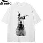 White Beige Doberman Dog Graphic T-Shirt — detail shot