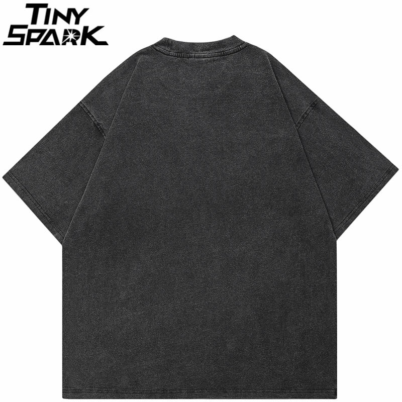 Searching Retro Black Washed T-Shirt — back view