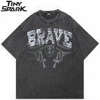 Retro Black Cross Washed T-Shirt — front view