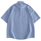 Blue Flower Embroidered Shirt — front view