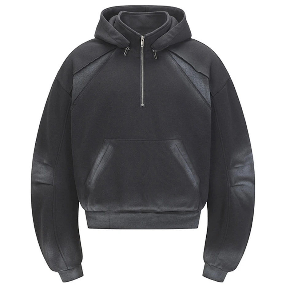 Retro Patchwork Regular Hoodie — back view