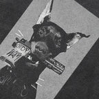 Faded Black Doberman Dog Graphic Oversized T-Shirt — front view