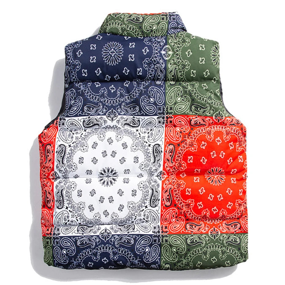 Paisley Band Padded Puffer Jacket — front view