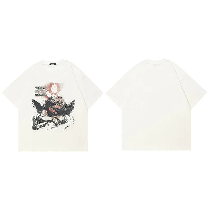 Classical Art Print Vintage Beige T-Shirt — styling shot