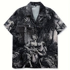 Y2K Vintage Graphic Loose Shirt — fabric close-up