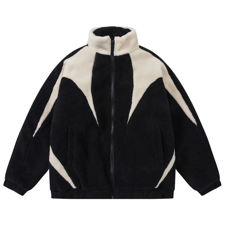 Vintage Color Block Fleece Puffer Jacket — styling shot