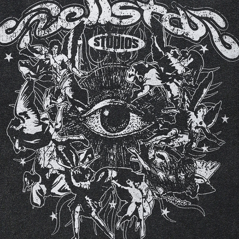 Retro Black Eye Graphic Oversized T-Shirt — back view