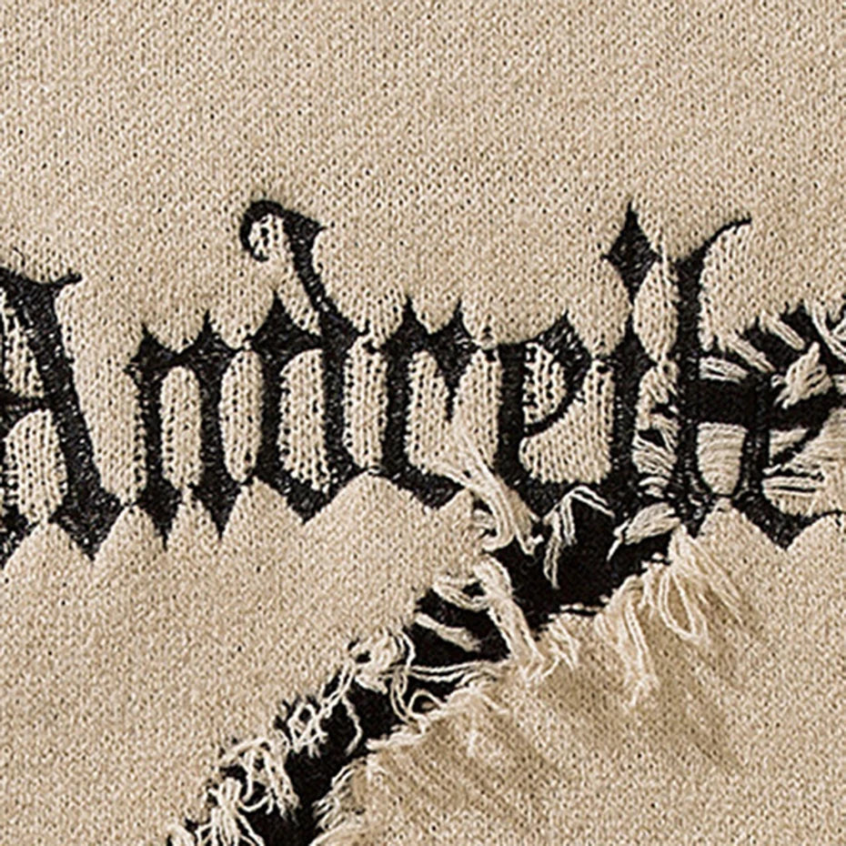 Y2K Vintage Ripped Knit Oversized Sweater — fabric close-up