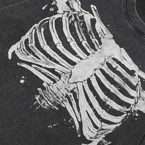Black Skeleton Faded T-Shirt — front view