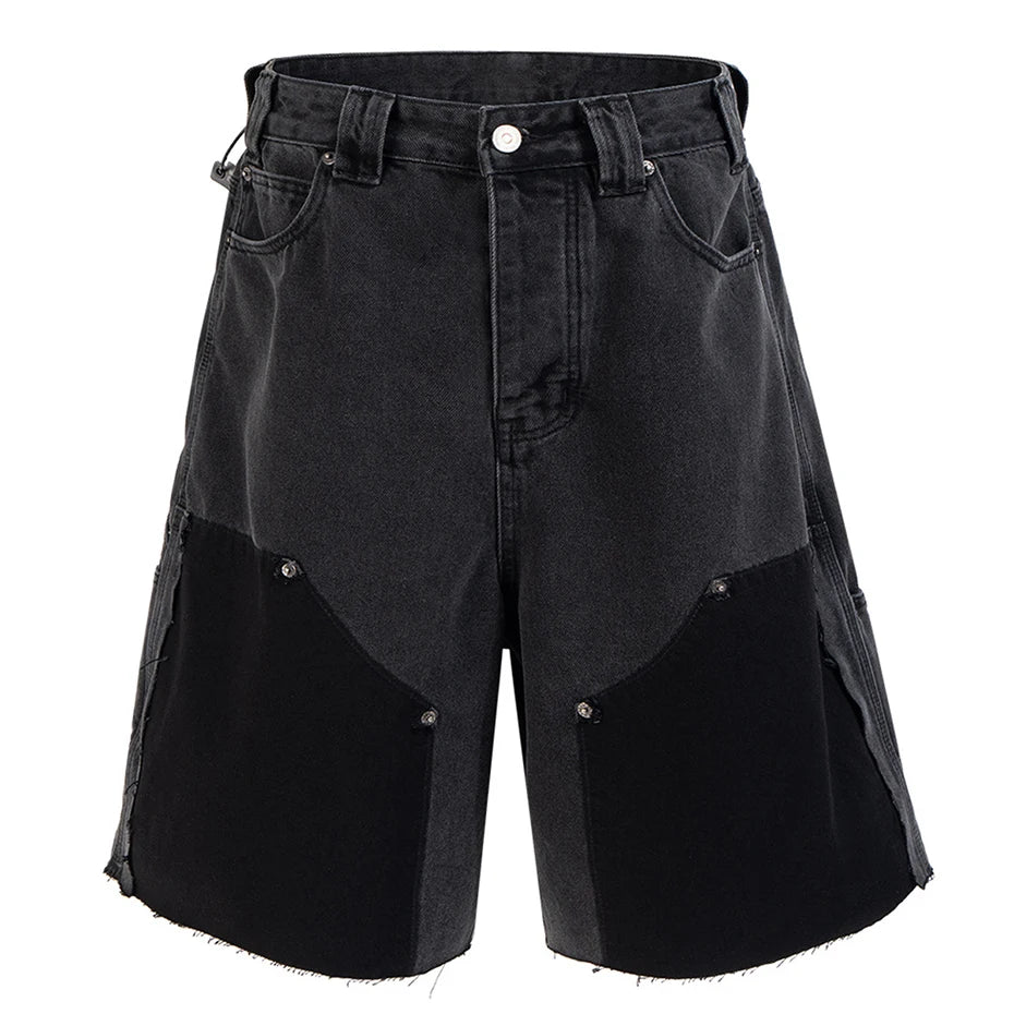 Vintage Black Loose Denim Shorts — styling shot