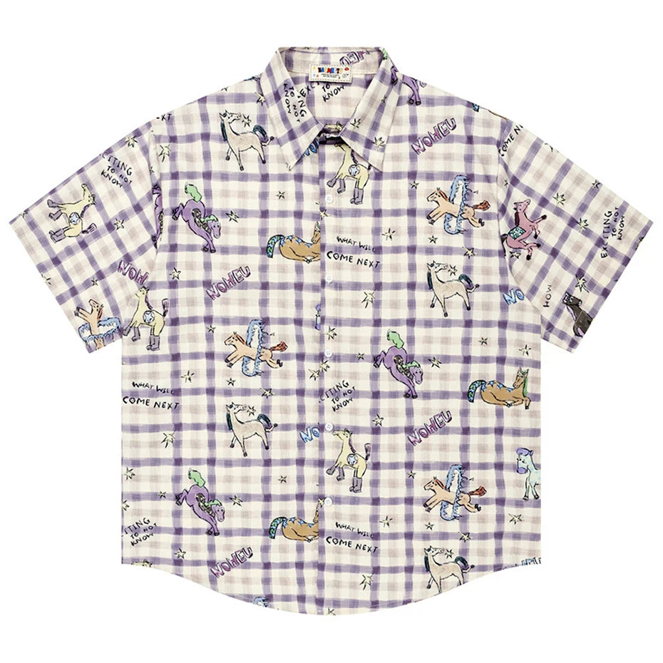 Cartoon Graphic Oversized Shirt — back view