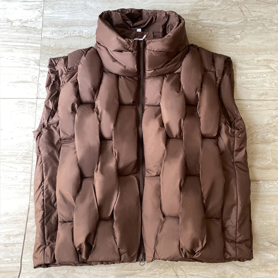 Vests Black Padded Loose Puffer Jacket — fit shot