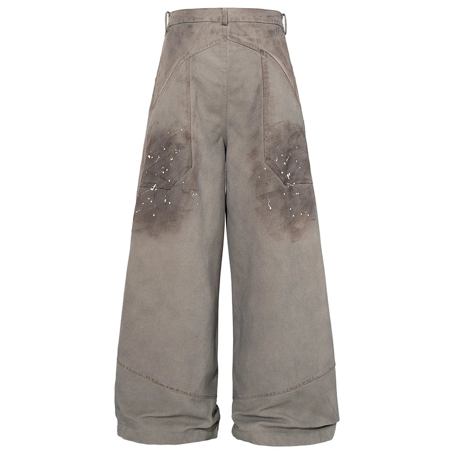 Vintage Pleated Denim Baggy Jeans — back view