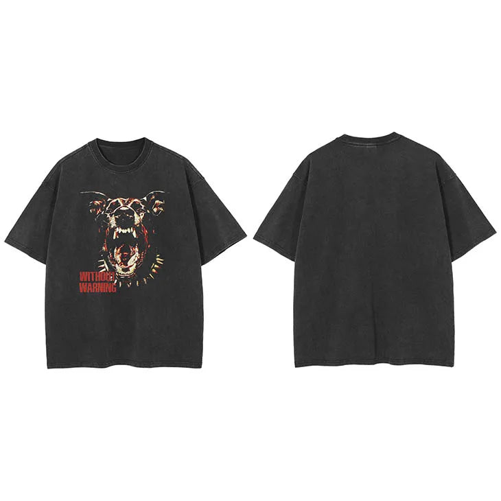 Black Scary Devil Dog Faded T-Shirt — styling shot