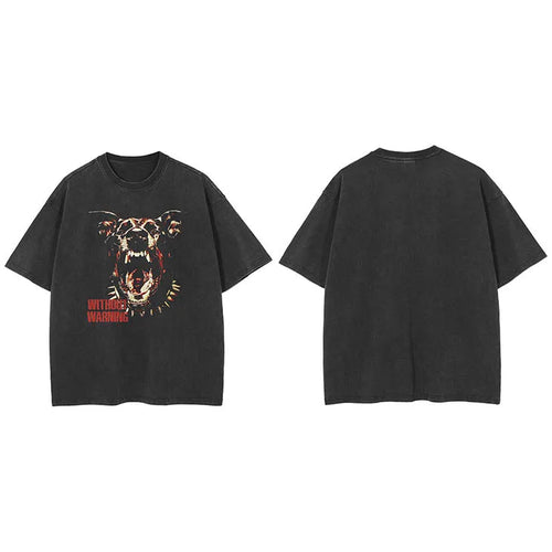 Black Scary Devil Dog Faded T-Shirt — styling shot