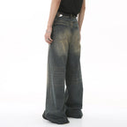 Vintage Blue Denim Loose Jeans — fabric close-up