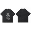 Gun Vintage Black Doberman Dog Washed T-Shirt — styling shot