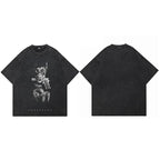 Gun Vintage Black Doberman Dog Washed T-Shirt — styling shot