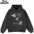 Vintage Black Graphic Oversized Hoodie — front view