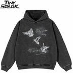 Vintage Black Graphic Oversized Hoodie — front view