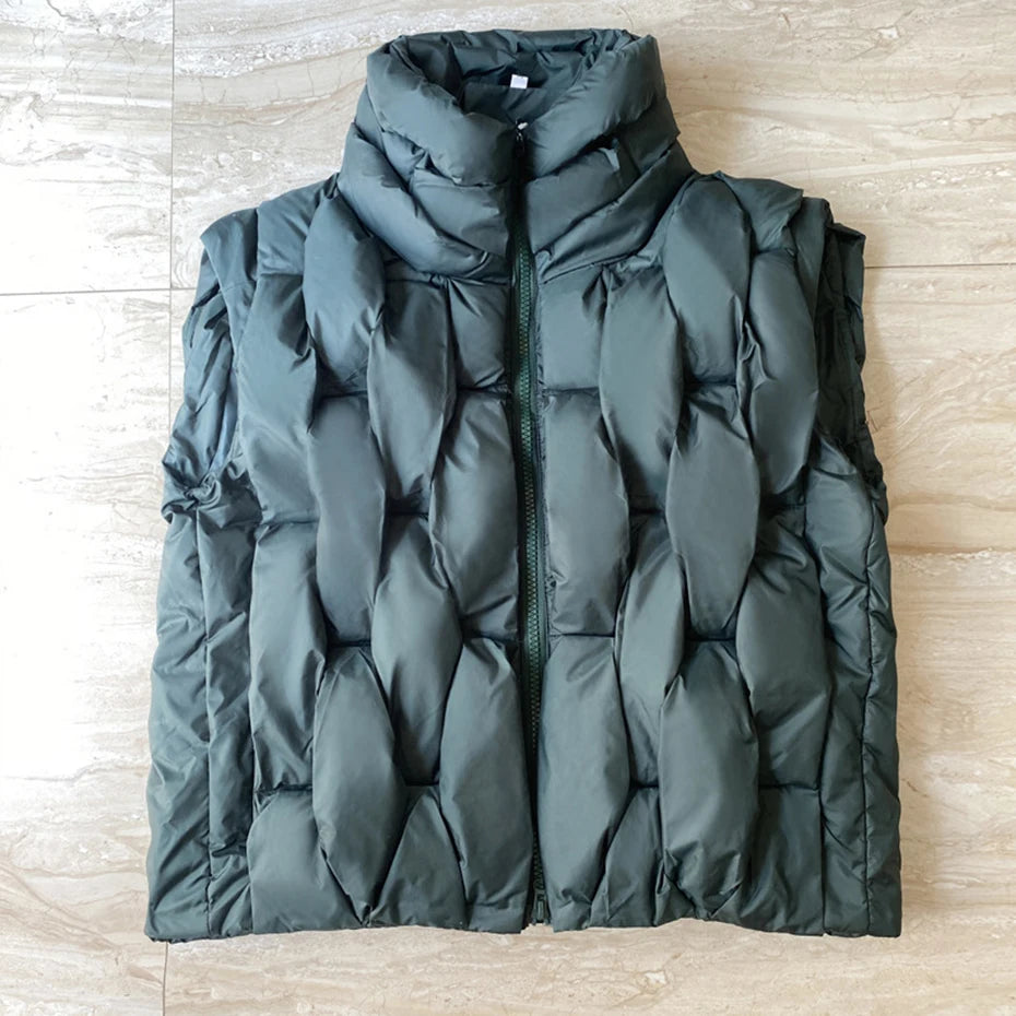 Vests Black Padded Loose Puffer Jacket — fabric close-up