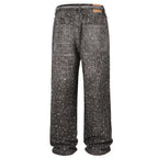 Vintage Blue Rhinestone Denim Baggy Jeans — detail shot