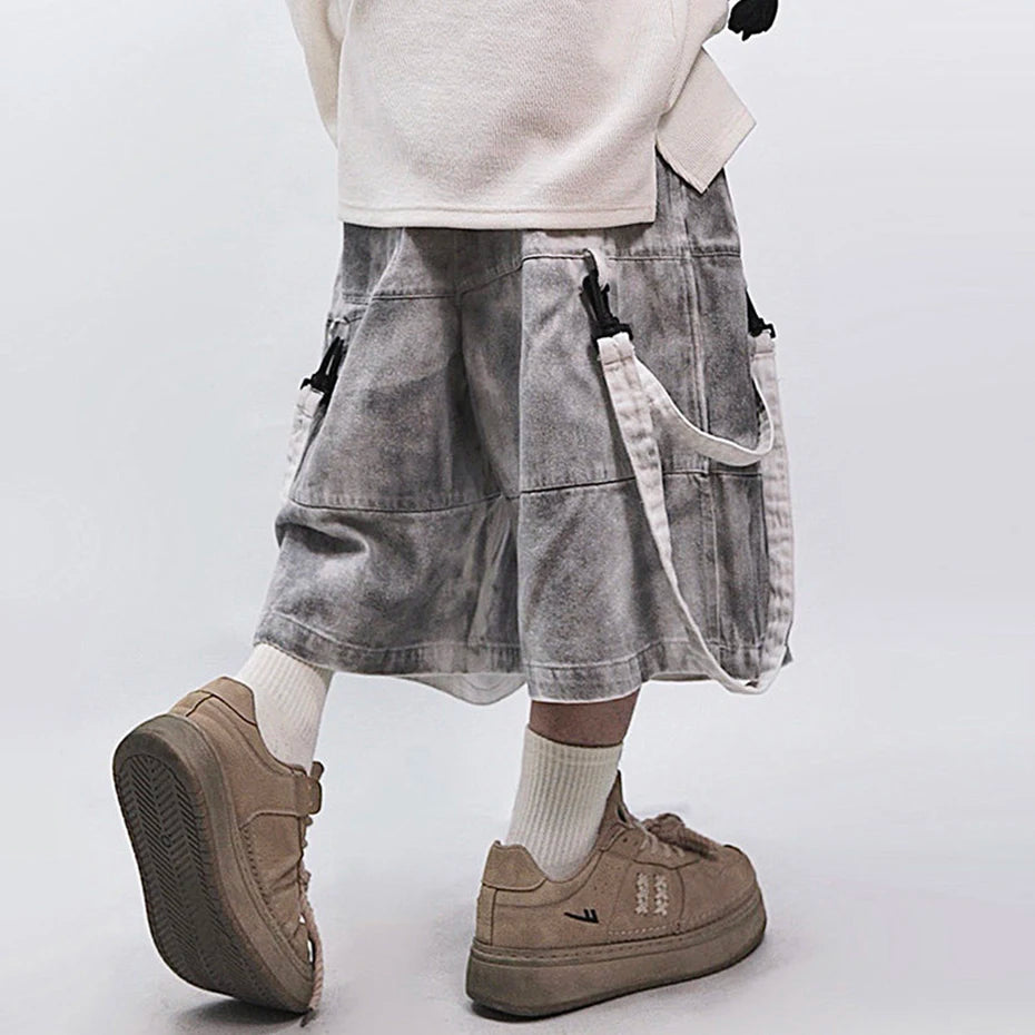 Vintage Ripped Baggy Denim Shorts — fit shot