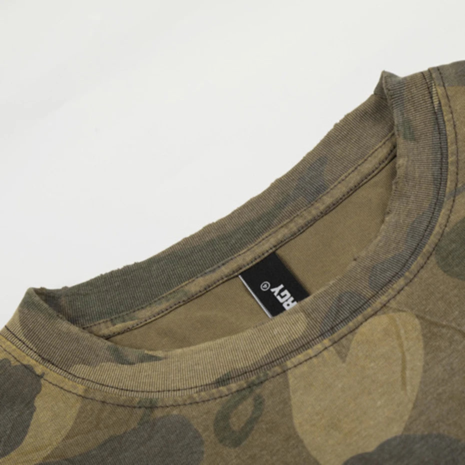 Vintage Camouflage Oversized Long Sleeve Tee — back view